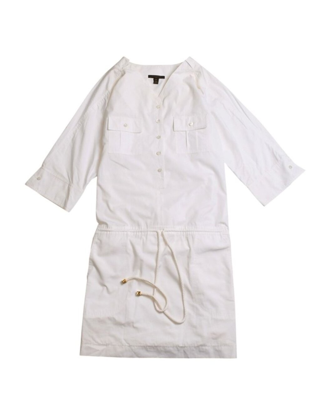Louis Vuitton Mid Length Dress White Gold Cotton